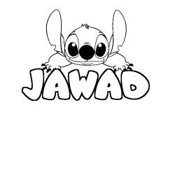 Coloriage prénom JAWAD - décor Stitch