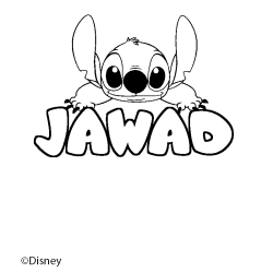 Coloriage pr&eacute;nom JAWAD - d&eacute;cor Stitch