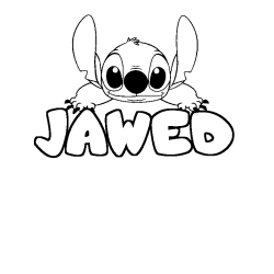 Coloriage prénom JAWED - décor Stitch