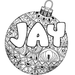 Coloriage pr&eacute;nom JAY - d&eacute;cor Boule de No&euml;l