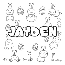 Coloriage pr&eacute;nom JAYDEN - d&eacute;cor Paques