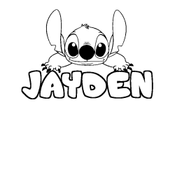 Coloriage prénom JAYDEN - décor Stitch