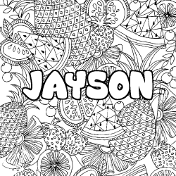 Coloriage prénom JAYSON - décor Mandala fruits