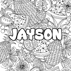 Coloriage pr&eacute;nom JAYSON - d&eacute;cor Mandala fruits