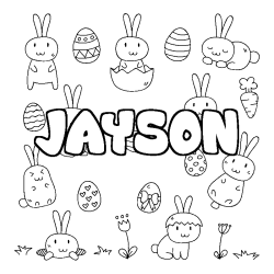 Coloriage pr&eacute;nom JAYSON - d&eacute;cor Paques