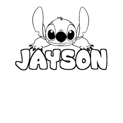 Coloriage prénom JAYSON - décor Stitch