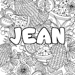 Coloriage JEAN - d&eacute;cor Mandala fruits