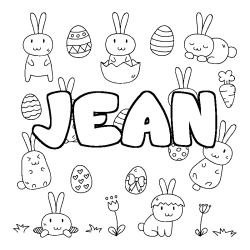 Coloriage JEAN - d&eacute;cor Paques