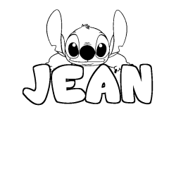 Coloriage prénom JEAN - décor Stitch