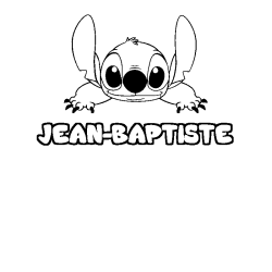 Coloriage prénom JEAN-BAPTISTE - décor Stitch