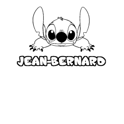 Coloriage prénom JEAN-BERNARD - décor Stitch