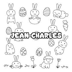 Coloriage pr&eacute;nom JEAN-CHARLES - d&eacute;cor Paques