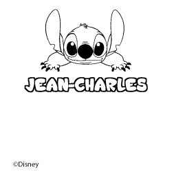 Coloriage pr&eacute;nom JEAN-CHARLES - d&eacute;cor Stitch