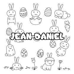 Coloriage prénom JEAN-DANIEL - décor Paques