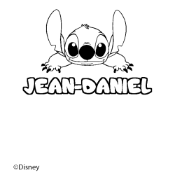 Coloriage pr&eacute;nom JEAN-DANIEL - d&eacute;cor Stitch