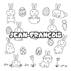 Coloriage prénom JEAN-FRANÇOIS - décor Paques