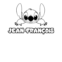 Coloriage prénom JEAN-FRANÇOIS - décor Stitch