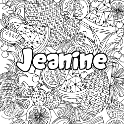 Coloriage prénom Jeanine - décor Mandala fruits