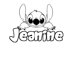 Coloriage prénom Jeanine - décor Stitch