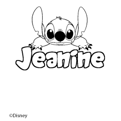 Coloriage pr&eacute;nom Jeanine - d&eacute;cor Stitch