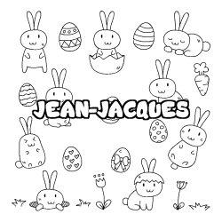 Coloriage prénom JEAN-JACQUES - décor Paques