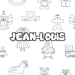 Coloriage pr&eacute;nom JEAN-LOUIS - d&eacute;cor Jouets