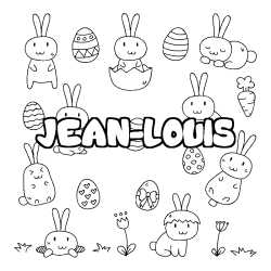 Coloriage pr&eacute;nom JEAN-LOUIS - d&eacute;cor Paques
