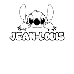 Coloriage prénom JEAN-LOUIS - décor Stitch