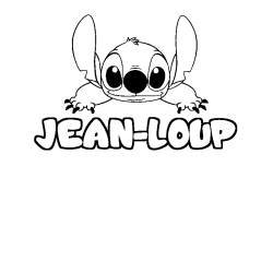 Coloriage prénom JEAN-LOUP - décor Stitch