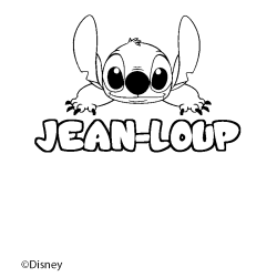 Coloriage pr&eacute;nom JEAN-LOUP - d&eacute;cor Stitch