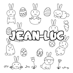 Coloriage pr&eacute;nom JEAN-LUC - d&eacute;cor Paques