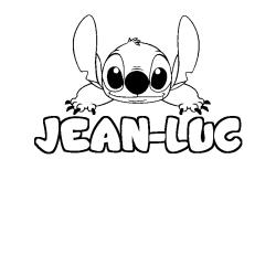 Coloriage prénom JEAN-LUC - décor Stitch