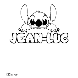 Coloriage pr&eacute;nom JEAN-LUC - d&eacute;cor Stitch