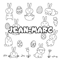 Coloriage prénom JEAN-MARC - décor Paques