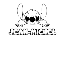 Coloriage prénom JEAN-MICHEL - décor Stitch