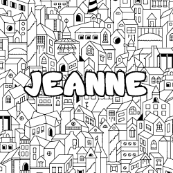 Coloriage prénom JEANNE - décor Ville