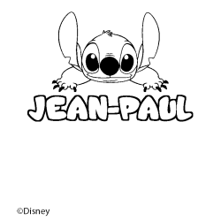 Coloriage pr&eacute;nom JEAN-PAUL - d&eacute;cor Stitch