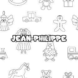 Coloriage prénom JEAN-PHILIPPE - décor Jouets