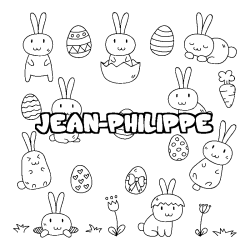 Coloriage pr&eacute;nom JEAN-PHILIPPE - d&eacute;cor Paques