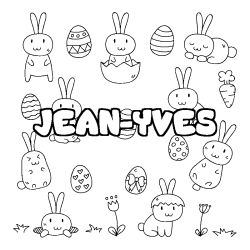 Coloriage pr&eacute;nom JEAN-YVES - d&eacute;cor Paques