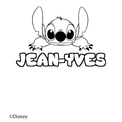 Coloriage pr&eacute;nom JEAN-YVES - d&eacute;cor Stitch