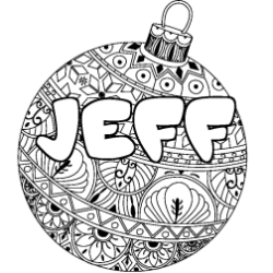 Coloriage pr&eacute;nom JEFF - d&eacute;cor Boule de No&euml;l