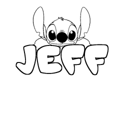 Coloriage prénom JEFF - décor Stitch