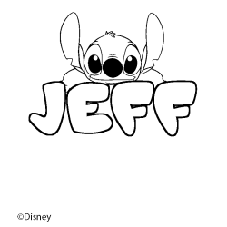 Coloriage pr&eacute;nom JEFF - d&eacute;cor Stitch