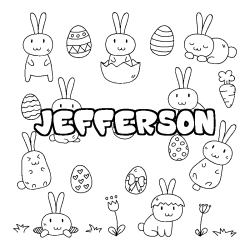 Coloriage pr&eacute;nom JEFFERSON - d&eacute;cor Paques