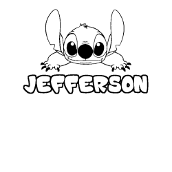 Coloriage prénom JEFFERSON - décor Stitch