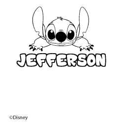 Coloriage pr&eacute;nom JEFFERSON - d&eacute;cor Stitch