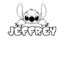 Coloriage prénom JEFFREY - décor Stitch