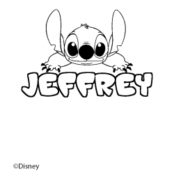 Coloriage pr&eacute;nom JEFFREY - d&eacute;cor Stitch