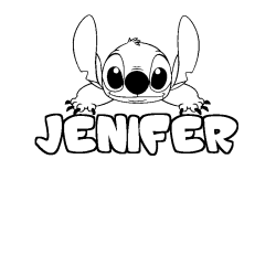 Coloriage prénom JENIFER - décor Stitch